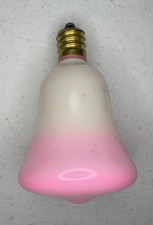 Vintage PINK WHITE BELL JAPAN MILK GLASS CHRISTMAS Light Bulb WORKS picture