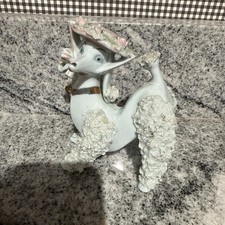 Vintage Original ARNART SPAGHETTI POODLE FIGURINE Light Blue - Pink Hat picture