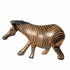 Vintage Besmo Kenya Hand Carved Wood Zebra Figurine African Safari Folk Art picture