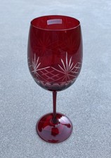 New Godinger Set Of 4 Holiday Ruby Red & Clear 9” Stemmed Wine Glasses NWT picture