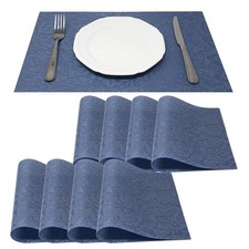 Allgala 8-Pack PVC Dining Table Placemats, Heat & Scratch Resistant, Blue picture