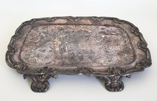 ANTIQUE ENGLISH VICTORIAN SILVER PLATED FLORAL FOOTED TRAY picture