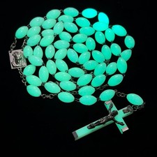 Vintage Glow in the Dark Luminiescent Large Bead Catholic Habit Rosary - ITALY picture