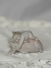 RARE Antique Bisque Porcelain Hertwig And Company, Pig And Baby Figurine picture
