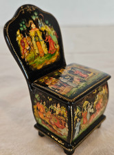 Russian Palekh Lacquer Chair Box 