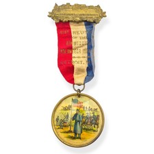 Civil War 8th Michigan Volunteer Infantry 41st Reunion Medal Badge Detroit MI picture