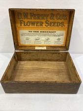 Antique D.M. Ferry & Co. Wooden Flower Seed Box Advertising Store Display Litho picture