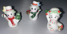 3 Vintage Christmas Figurines 1950s Napcoware Snowmen People Bone China picture