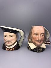 Vintage Royal Doulton Toby Jugs Mugs Lot of 2 Shakespere Henry Eighth VIII picture
