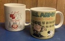 2 Vintage Ziggy Collectable Mugs: US Army Short Timer & I Just Love NY Mug. picture