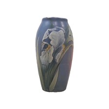 Weller Pottery Hudson Vase Hand Painted Glazed Irises by Hester Pillsbury picture