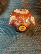 Hull Pottery 1957 Vintage Corky Pig Piggy Bank with Cork Stopper USA Brown picture