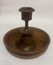 Vintage Jerusalem Olive Wood Candlestick Treenware, Hand-Turned Judaica Decor picture