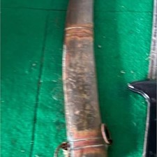 Vintage Eastern European Curved Knife Etched Blade Scabbard Unusual D-Handle picture