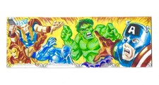 2018 Marvel Masterpieces Quad 4-card Puzzle Sketch AVENGERS Jeff Zapata Hulk + picture