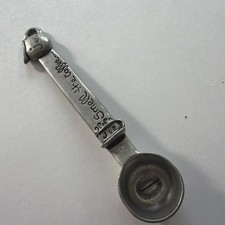 Vintage Smell The Coffee Figural Coffee Scoop MM Pewter Tone Cast Metal Spoon picture