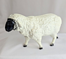 Vintage Cast Iron Sheep Coin Bank White w Black Face 5.5 in x 3 in tall picture