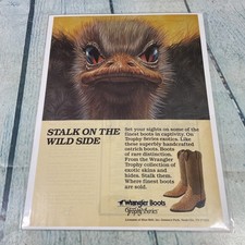 1985 Wrangler Cowboy Boot Ostrich Vtg Print Ad/Poster Pinup Art Magazine Page picture
