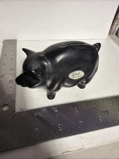 Vintage SYLVAC PIG PIGGY BANK- BLACK MATTE NICE CONDITION . Made in England picture