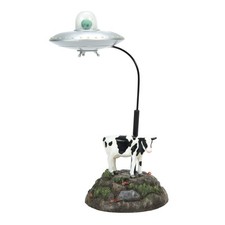 Department 56 Village Accessories Halloween UFO Cow Animated Figurine 9.4 Inch picture