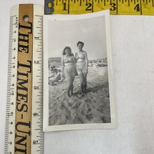 Vintage Photo Two Ladies in Swimwear at the Beach 1946 Asbury Park NJ F5B1 picture