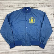 VTG 80s Deland High School Air Force ROTC NASCO Blue Satin Bomber Jacket Size L picture