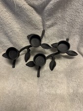 Black Metal Leafy Branch Candle Holders set of 2 picture