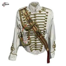 Men Ceremonial Hussar Officer prussian military white wool Jacket Custom Made picture