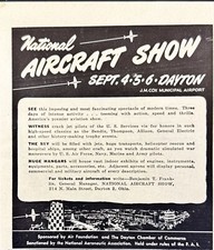 National Aircraft Show Sep 4-6 Dayton J.M. Cox Airport Vintage Print Ad 1954 picture