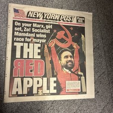 Zohran Mamdani New York Post Newspaper The Red Apple Cover 11/5/2025 picture