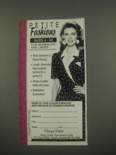 1991 Unique Petite Ad - Petite fashions sizes 4-20 for women 5'4
