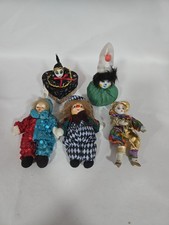 Vintage Porcelain face Miniature Clowns Lot Of 5 (141-432) picture