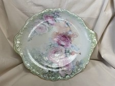 Antique T&V Limoges France 14.5” Rose Floral Charger Platter Gold Trim picture