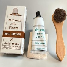 VTG Tube Meltonian Medium Brown Shoe Cream Britain London W4 UK, Horsehair Brush picture