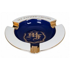 My Father Cigars Round Ceramic Three Cigar Classy Ashtray - Blue White picture