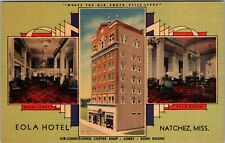 Natchez MS-Mississippi, Eola Hotel, Lobby, Palm Room Antique Vintage Postcard picture