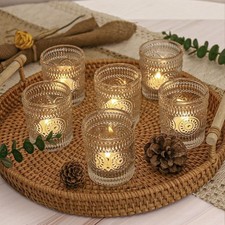 Clear Glass Votive Candle Holders Set of 12, 12pc Glass Tealight Candle picture