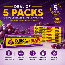 RAW x Lyrical Lemonade Grape King Size Wide Rolling Papers 5 Packs 160 Leaves picture
