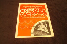 CRIES AND WHISPERS 1974 Oscar ad Ingmar Bergman for Best Director, Liv Ullman picture