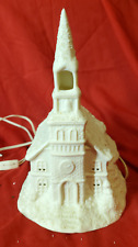 Vintage Christmas Snow Covered Lighted Church Village Decorative House picture
