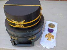 Morton Smiler Masonic 32nd Double Eagle Scottish Rite Hat 7 3/8 & Accessories  picture