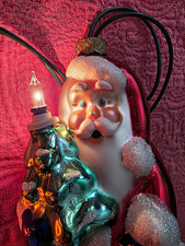 VINTAGE CHRISTOFER RADKO LIGHT-UP SANTA CHRISTMAS HAND BLOWN EURO ORNAMENT  1998 picture
