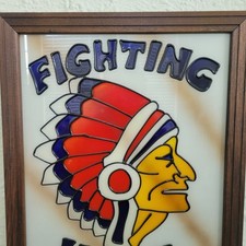 Vtg Painted on Plexiglas Chief Illiniwek Fighting Illini University of ILL 22x18 picture