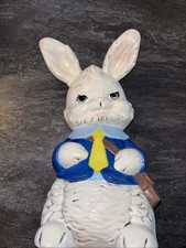 Vintage Ceramic 13” Bunny Rabbit Coin Bank - Alberta's Mold 1977 Hand Painted picture