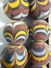 Antique 19thC Venetian Glass Feather Trade Beads Full Strand of 32 Murano Africa picture