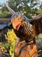 Large Folk Art Hand Carved Eagle Statue, Beautifully Crafted picture