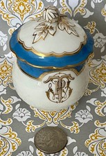 Antique Vieux Paris 1800s F DOMMARTIN Tiny Monogrammed Porcelain Cup W Lid picture