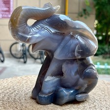2.2 lb  Natural Stone Elephant Carving Executive Gift Crystal Agate Art picture