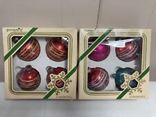 Vintage Pyramid Decorative Satin Sheen Christmas Ornaments 2 Boxes Made In USA picture