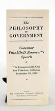 Franklin D Roosevelt 1932 The Philosophy Of Government Commonwealth Club Address picture